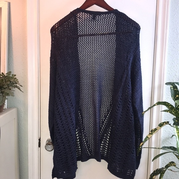 Lane Bryant Open Stitch Open Front Crochet Knit Navy Blue Cardigan Size 26/28 - Picture 12 of 12